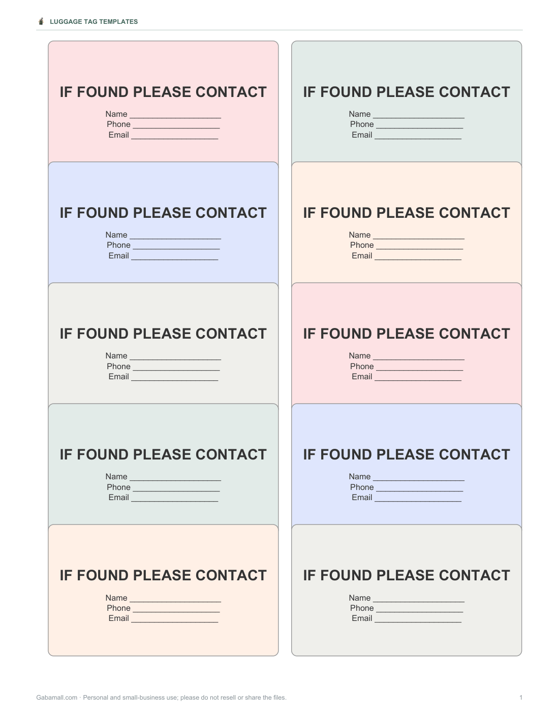 Preview of the first page of Tag inserts 2 × 3½ in