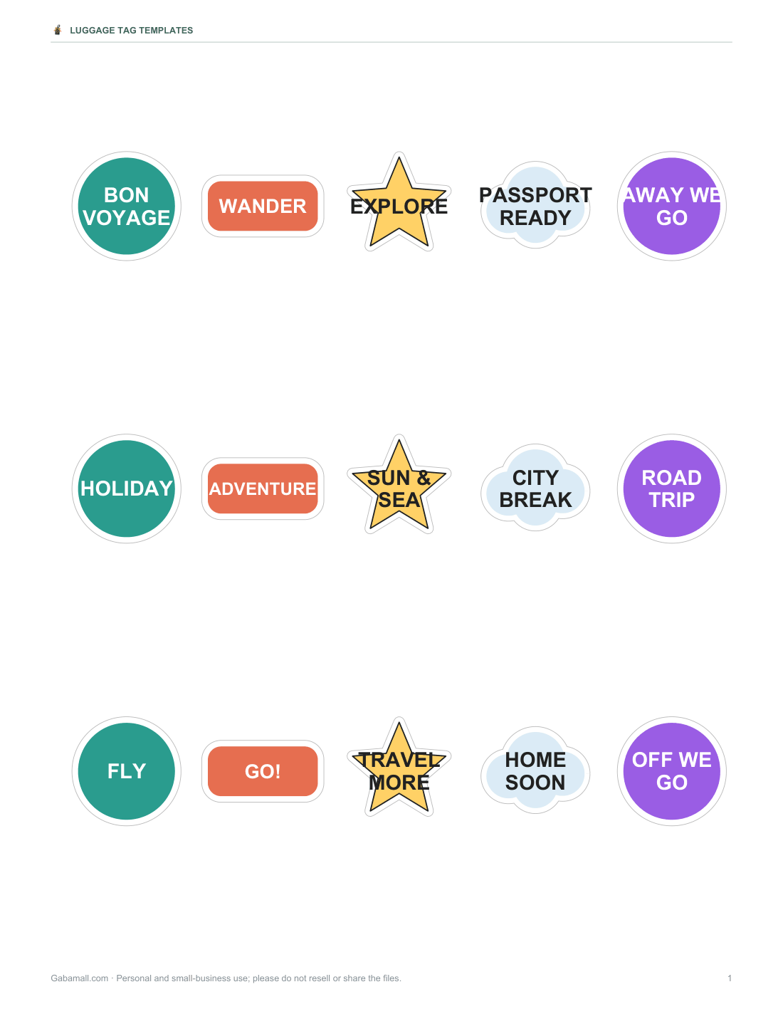 Preview of the first page of Travel stickers